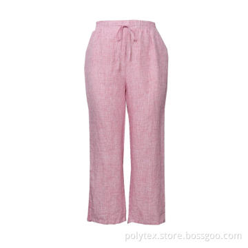 Women Loose Pocket Drawstring Wide Leg Pants